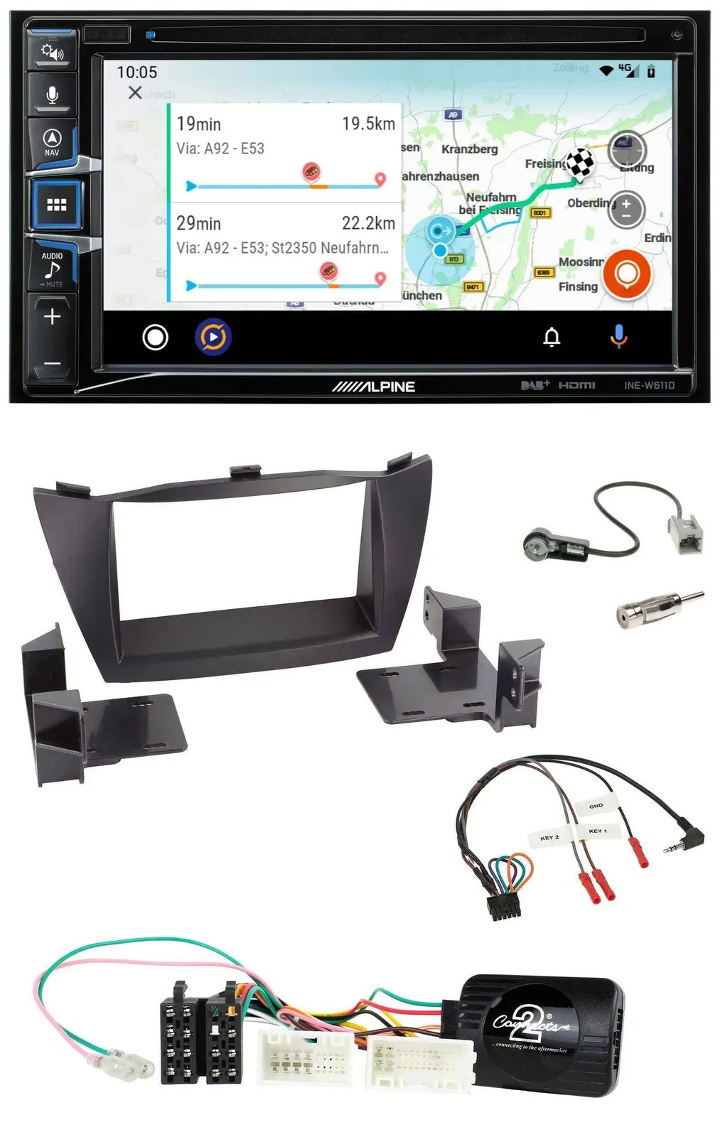 Alpine Bluetooth TMC USB DAB 2DIN Lenkrad Navigation für Hyundai ix35 2010-2013