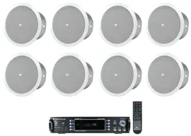 (8) JBL 4" Ceiling Speakers+Bluetooth Amplifier Recevier For Restaurant/Bar/Cafe