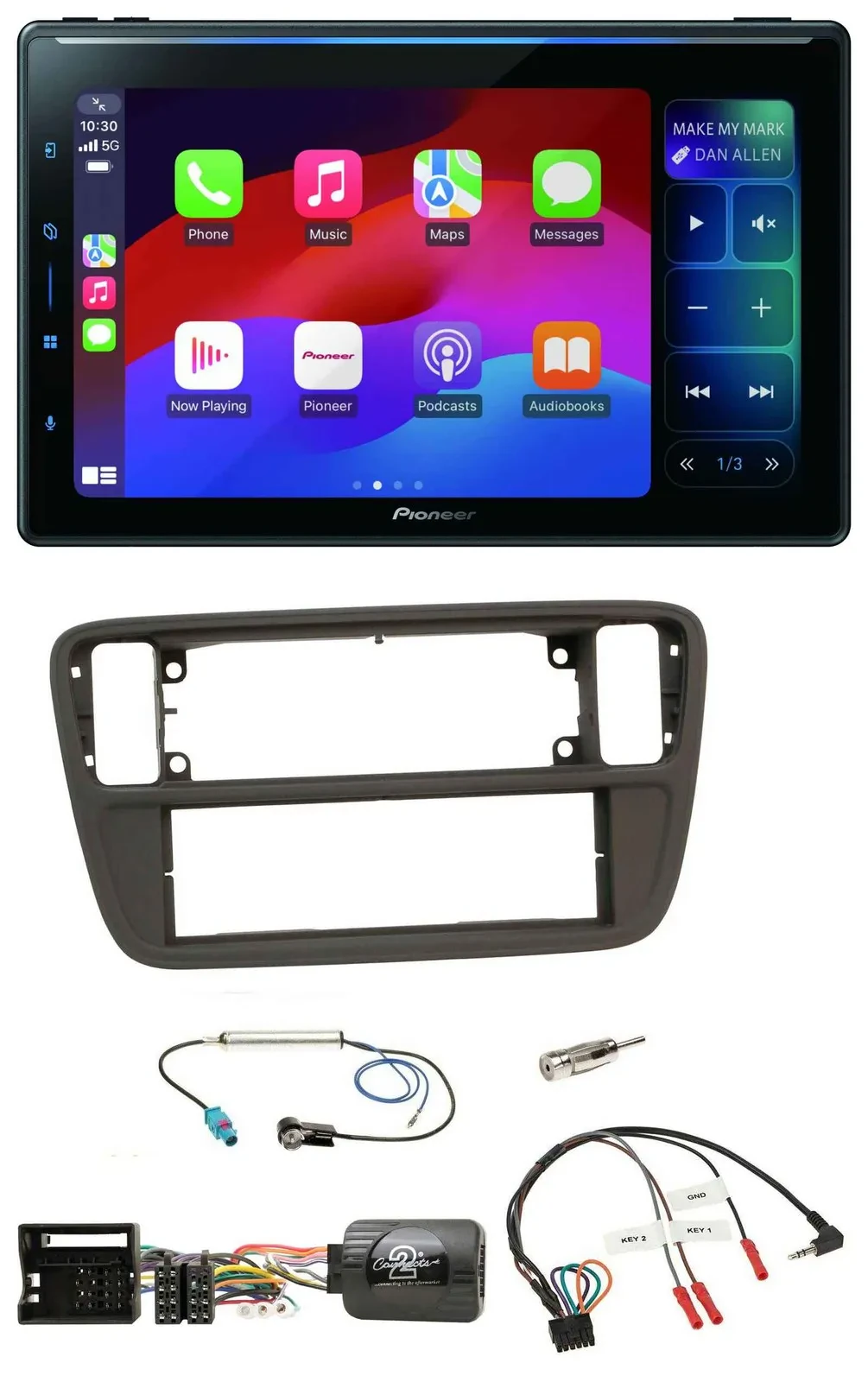 Pioneer Bluetooth DAB Lenkrad USB Autoradio für VW Up AA AAN 11-16 schwarz