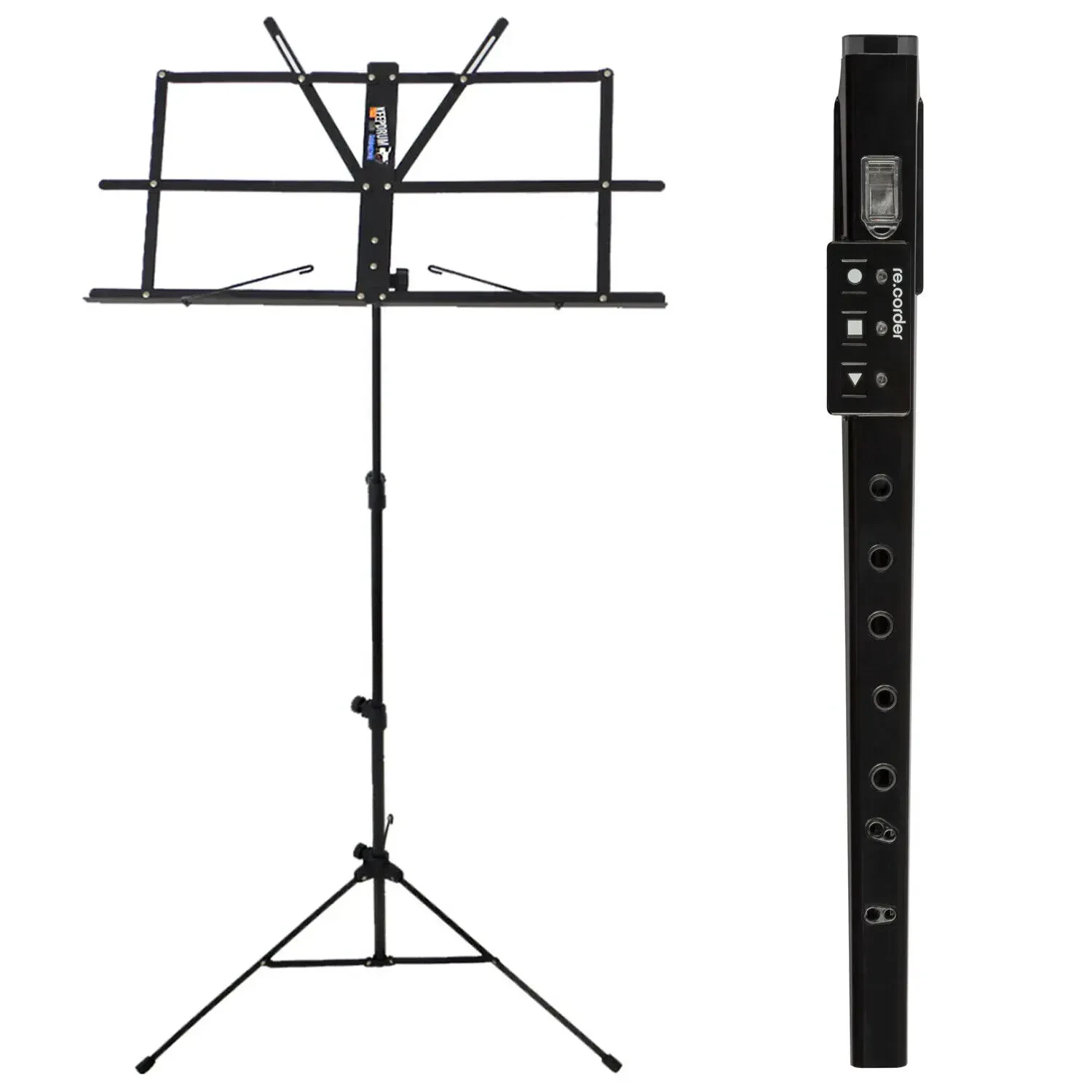 Блокфлейта Artinoise Re.Corder, акустико-цифровая, черная, с нотным пюпитром