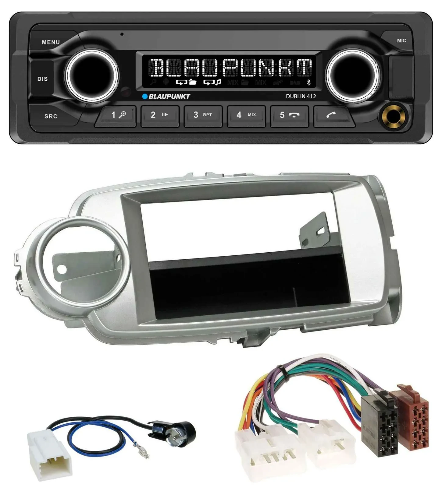 Blaupunkt MP3 Bluetooth USB AUX Autoradio für Toyota Yaris (11-14) - silber