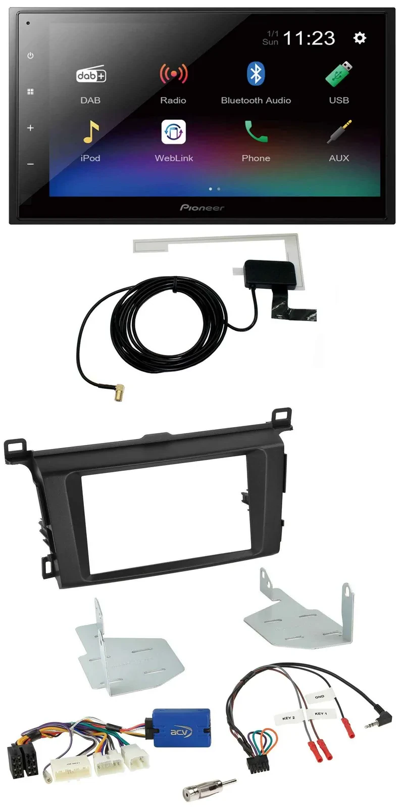 Автомагнитола Pioneer 2-DIN, DAB, Bluetooth, USB, для Toyota RAV4 (с 2013)