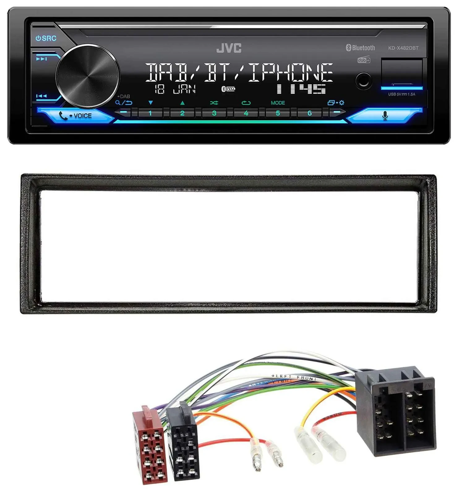 JVC Bluetooth DAB USB MP3 Autoradio für VW Golf 2 83-92 Jetta II 84-92 T4 90-03