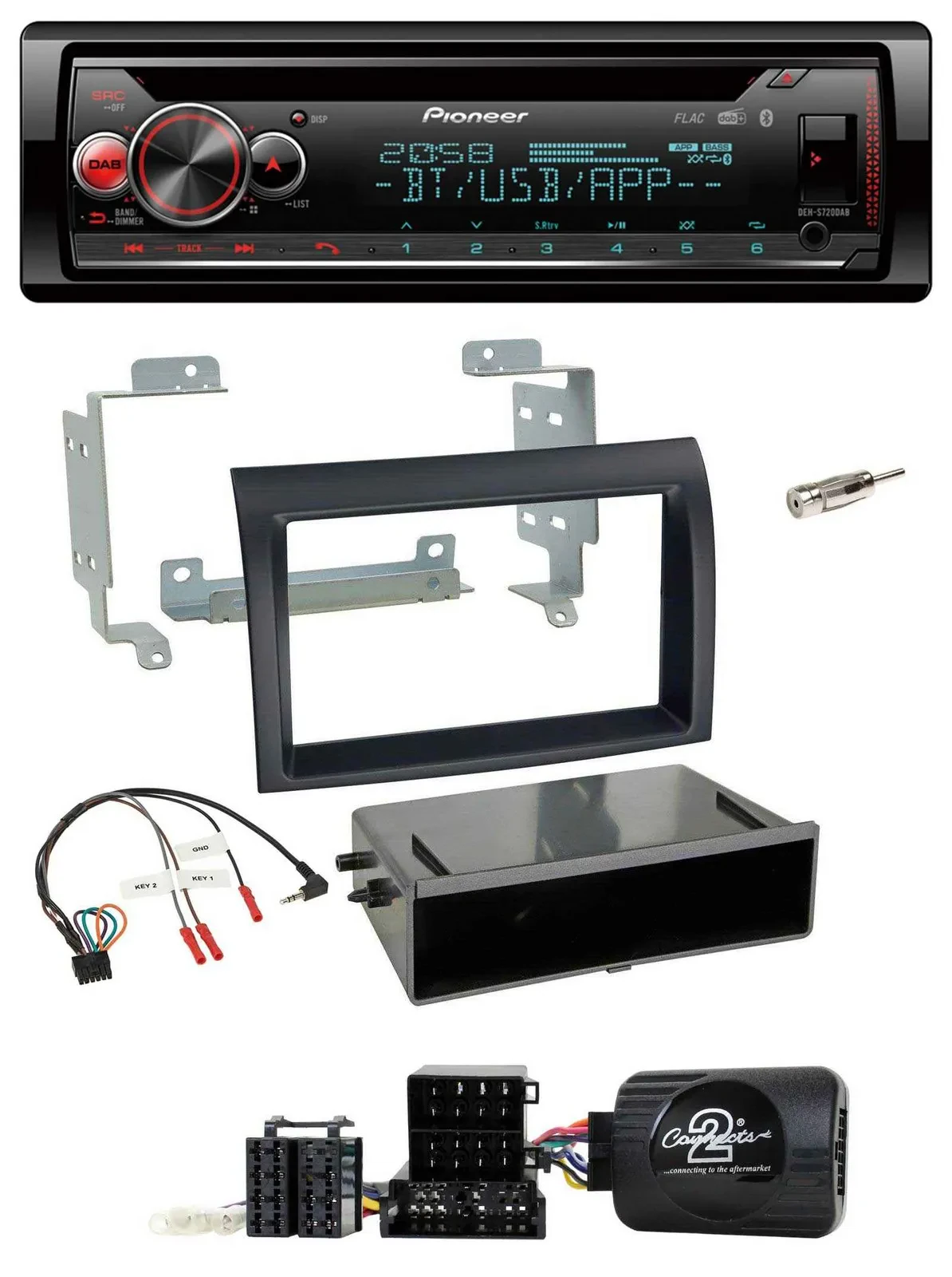 Pioneer Lenkrad DAB CD Bluetooth USB Autoradio für Fiat Ducato 06-08 schwarz