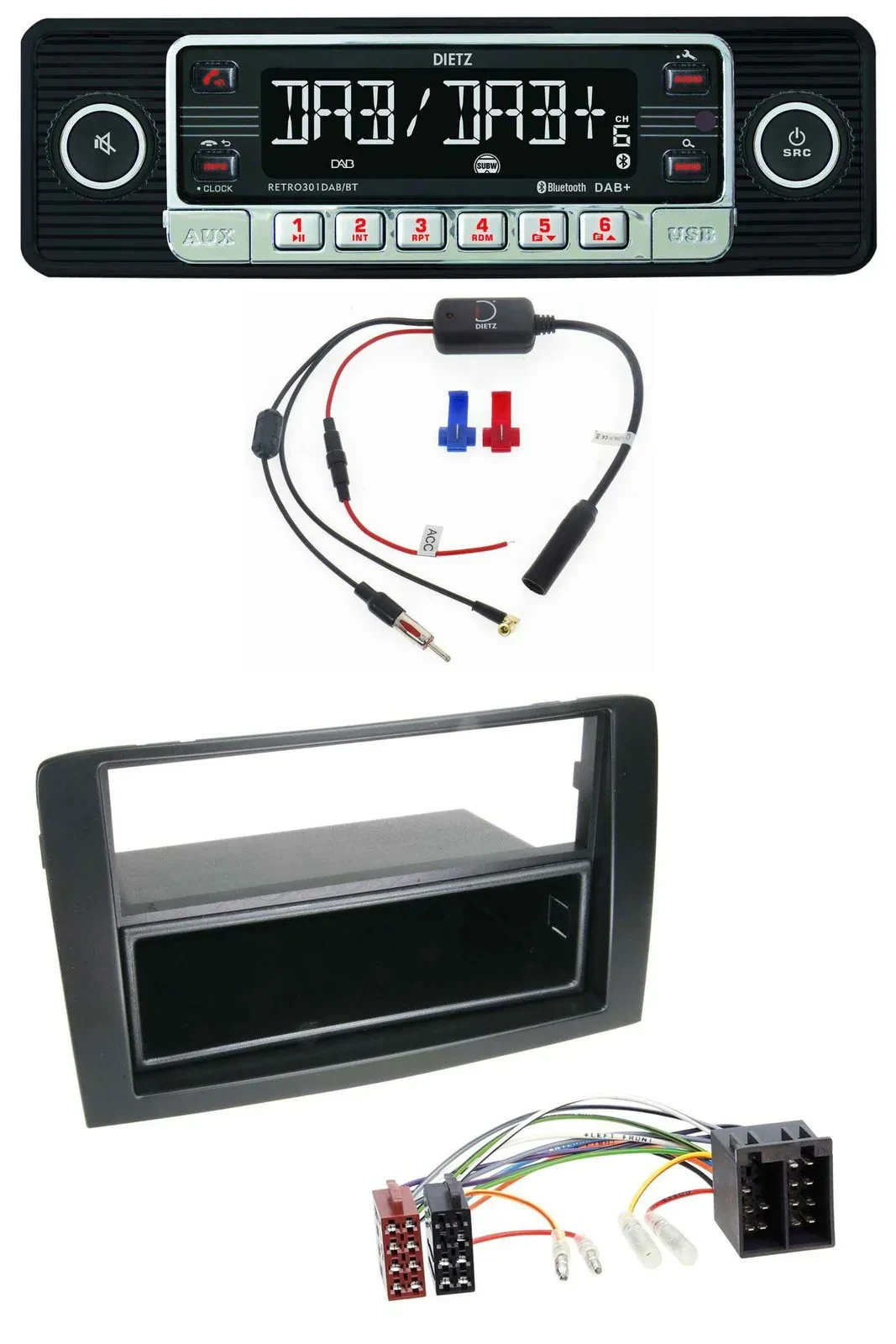 Dietz MP3 DAB Bluetooth USB Autoradio für Fiat Idea (350 03-11) schwarz