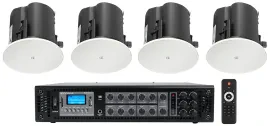 Потолочная акустика для ресторана/бара JBL Control 424C/T + RCS180-6 4" 70V (набор, 4 шт.) с усилителем