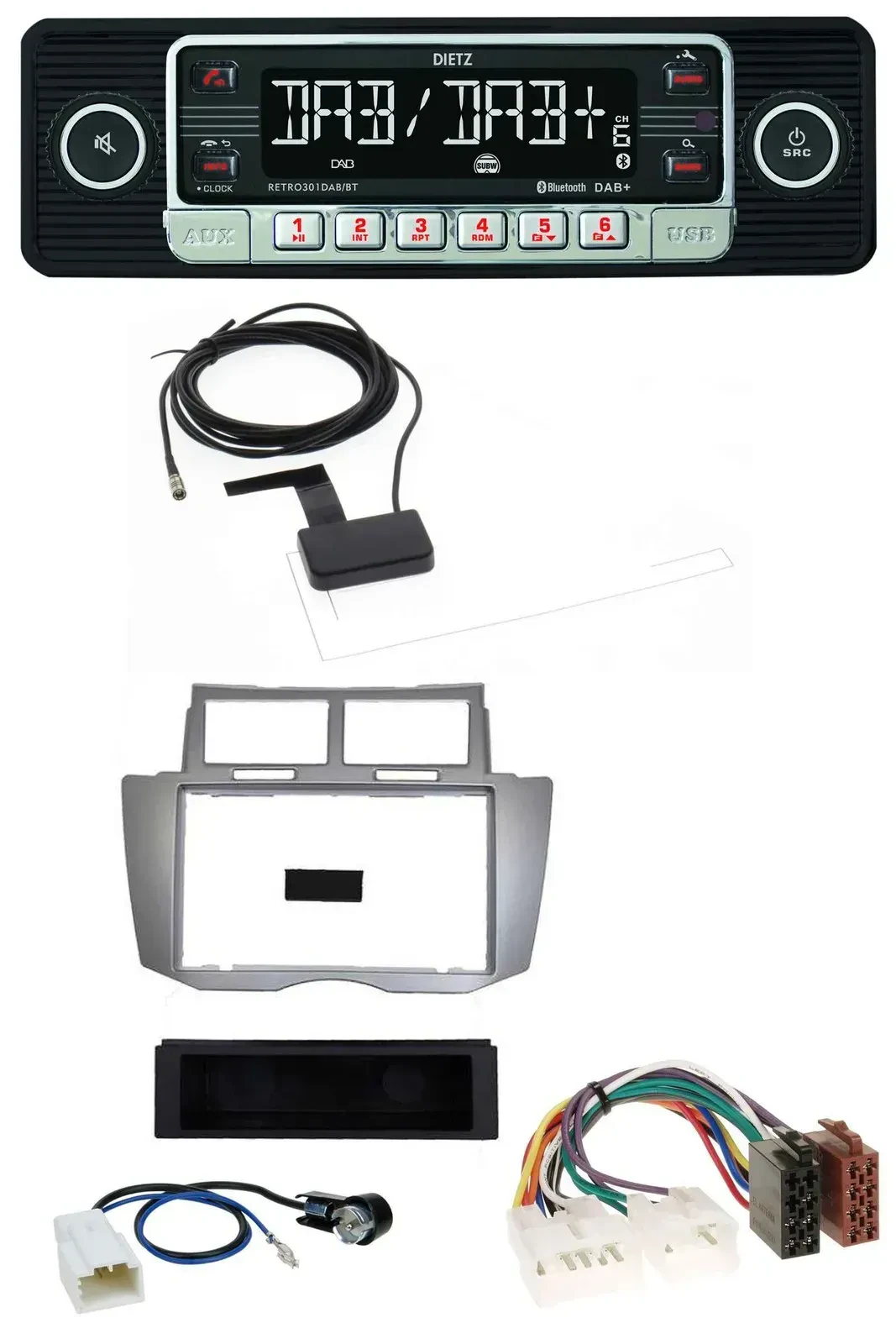 Автомагнитола Dietz DAB, Bluetooth, USB, MP3 для Toyota Yaris (2007–2011)