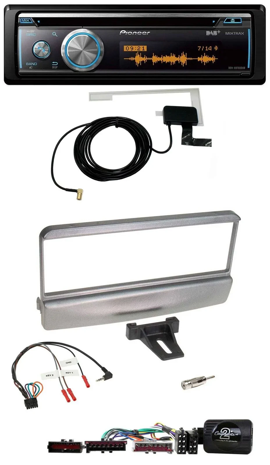 Pioneer Bluetooth DAB Lenkrad USB CD Autoradio für Ford Escort Focus silber