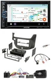 Alpine Bluetooth TMC USB DAB 2DIN Lenkrad Navigation für Honda Jazz ab 14 dunkel