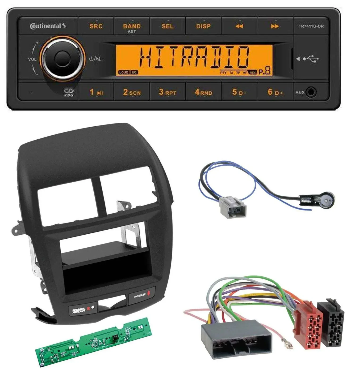 Continental 1DIN USB AUX MP3 Autoradio für Mitsubishi ASX (2010-2014)