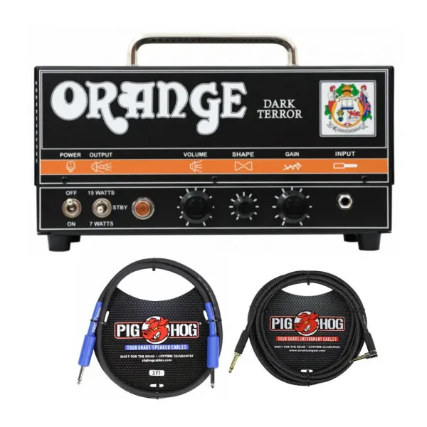 Orange Amps Dark Terror DA15H 15W Compact Tube Amplifier with Cables Bundle