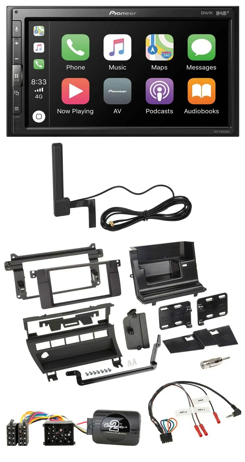 Pioneer USB 2DIN Bluetooth DAB Lenkrad Autoradio für BMW 3er 1999-2006 5 Schalte