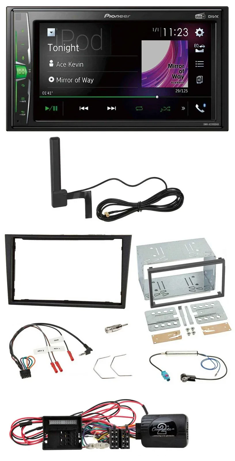 Pioneer MP3 DAB Lenkrad 2DIN Bluetooth Autoradio für Opel Corsa D stealth schwar