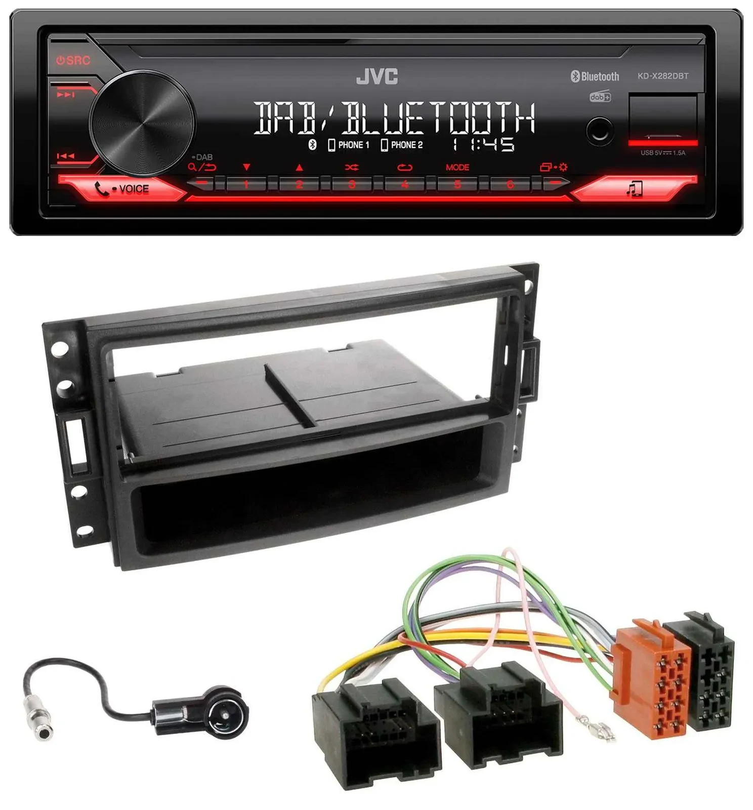 Автомагнитола для Chevrolet Corvette/Uplander 2005–2013 JVC Bluetooth, USB, DAB, MP3