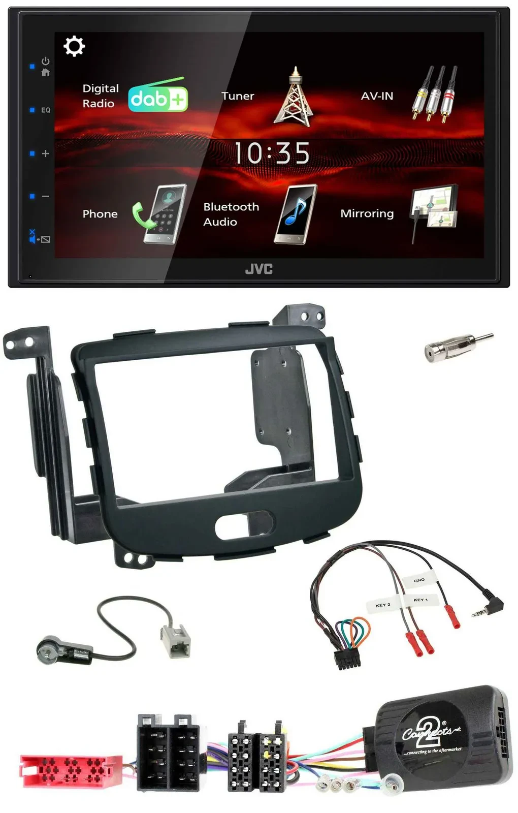 JVC USB Bluetooth Lenkrad DAB 2DIN Autoradio für Hyundai i10 09-13 Rubber Touch