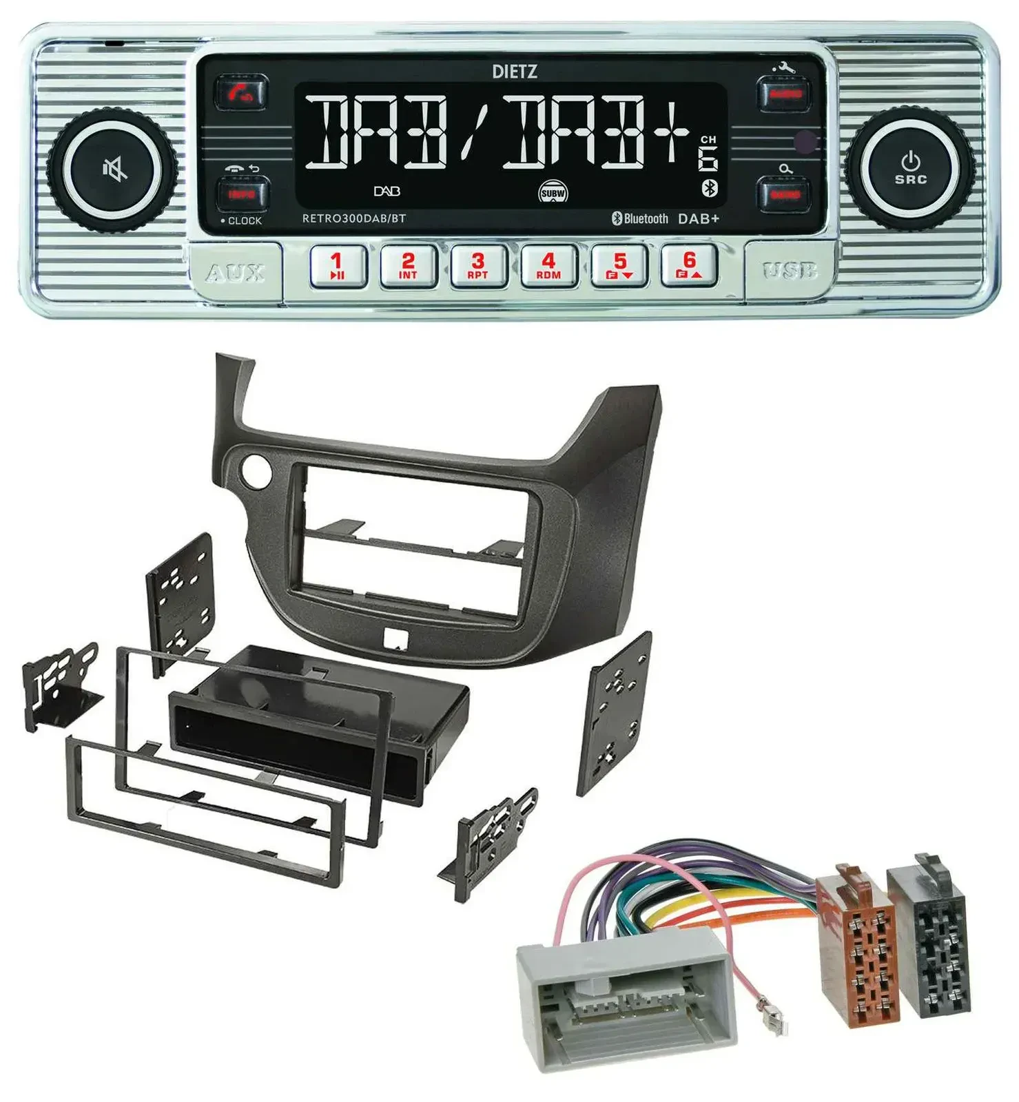 Автомагнитола Dietz Bluetooth MP3 DAB USB для Honda Jazz (с 2009), темно-серая