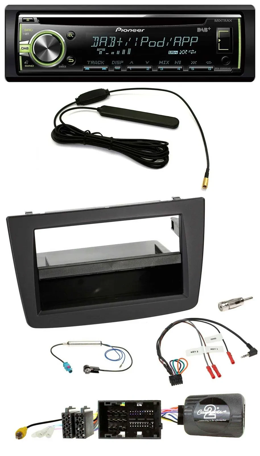 Автомагнитола Pioneer CD MP3 USB DAB, черная, для Alfa Romeo MiTo (955) 2014-2018