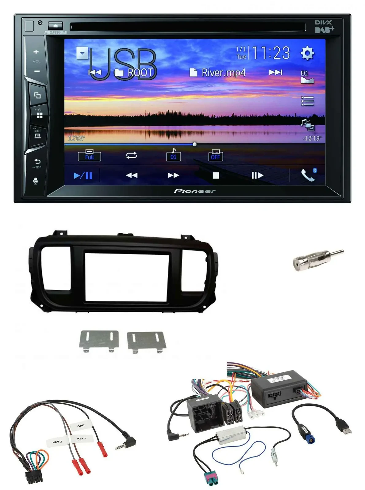 Автомагнитола для Citroen Jumpy Spacetour Pioneer 2DIN, Bluetooth, USB, DVD, DAB, поддержка кнопок на руле