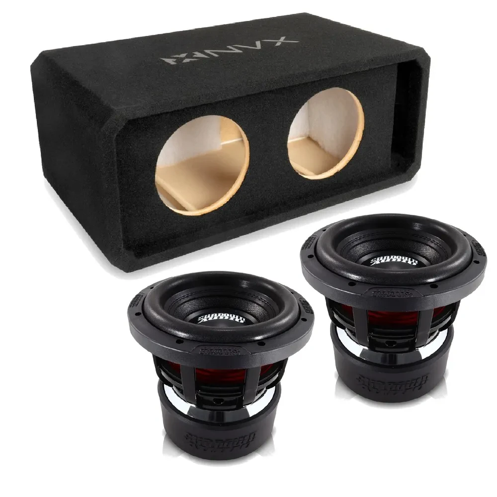 NVX NE82P Dual 8" Slot Ported 3/4" MDF Sub Enclosure w/ X Series Car Subwoofer