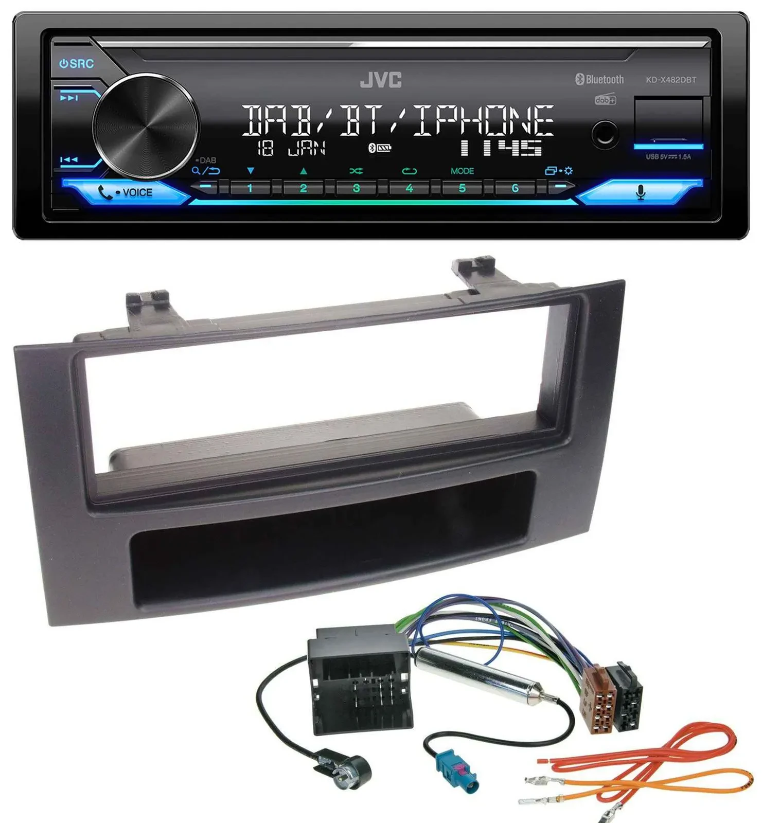 JVC Bluetooth DAB USB MP3 Autoradio für VW Touareg Multivan T5 Transporter 2002-