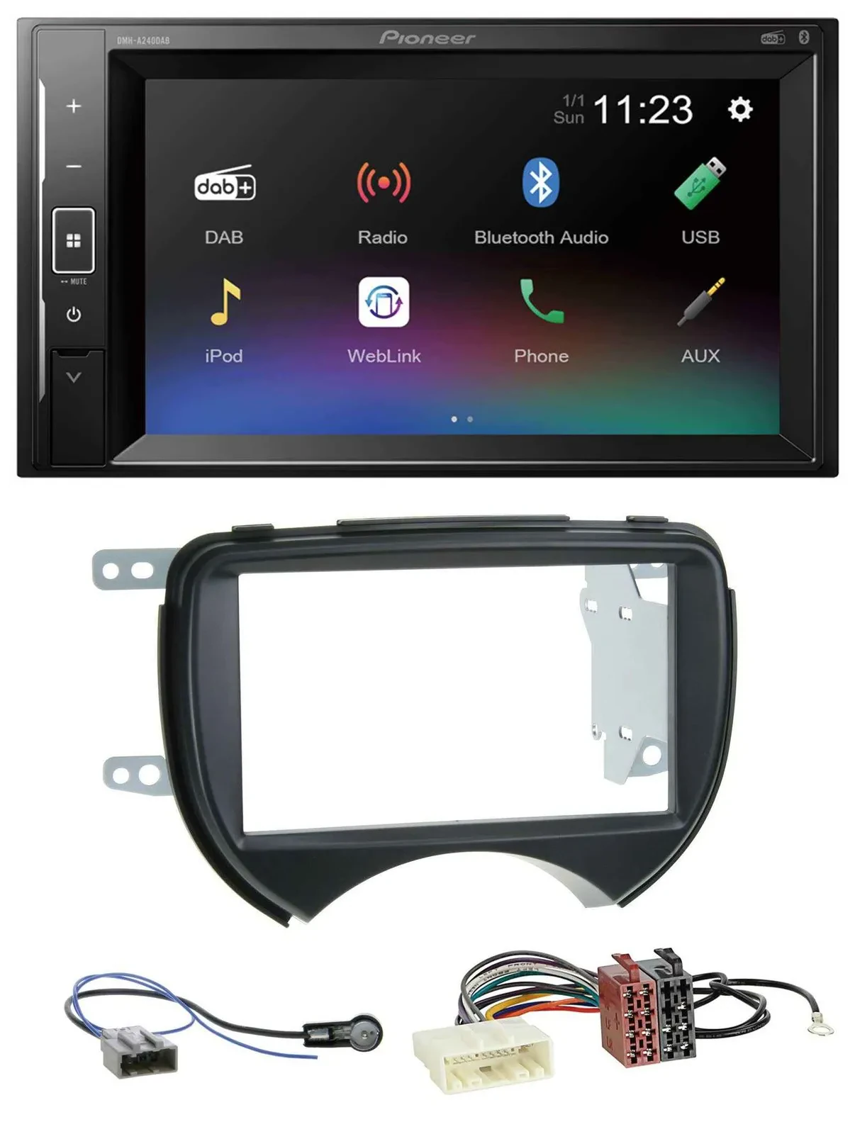 Автомагнитола для Nissan Micra (2010–2013) Pioneer 2DIN, DAB, MP3, Bluetooth, USB, черный