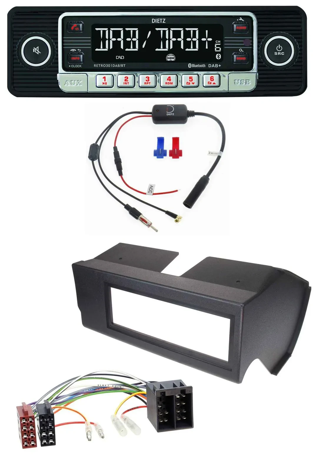 Dietz MP3 DAB Bluetooth USB Autoradio für Fiat Panda (bis 2002) - schwarz