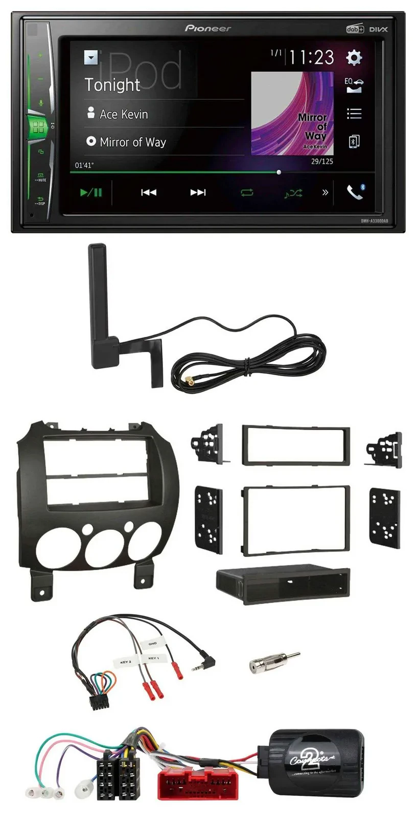 Автомагнитола для Mazda 2 (2007–2014) Pioneer 2DIN, Bluetooth, DAB, MP3