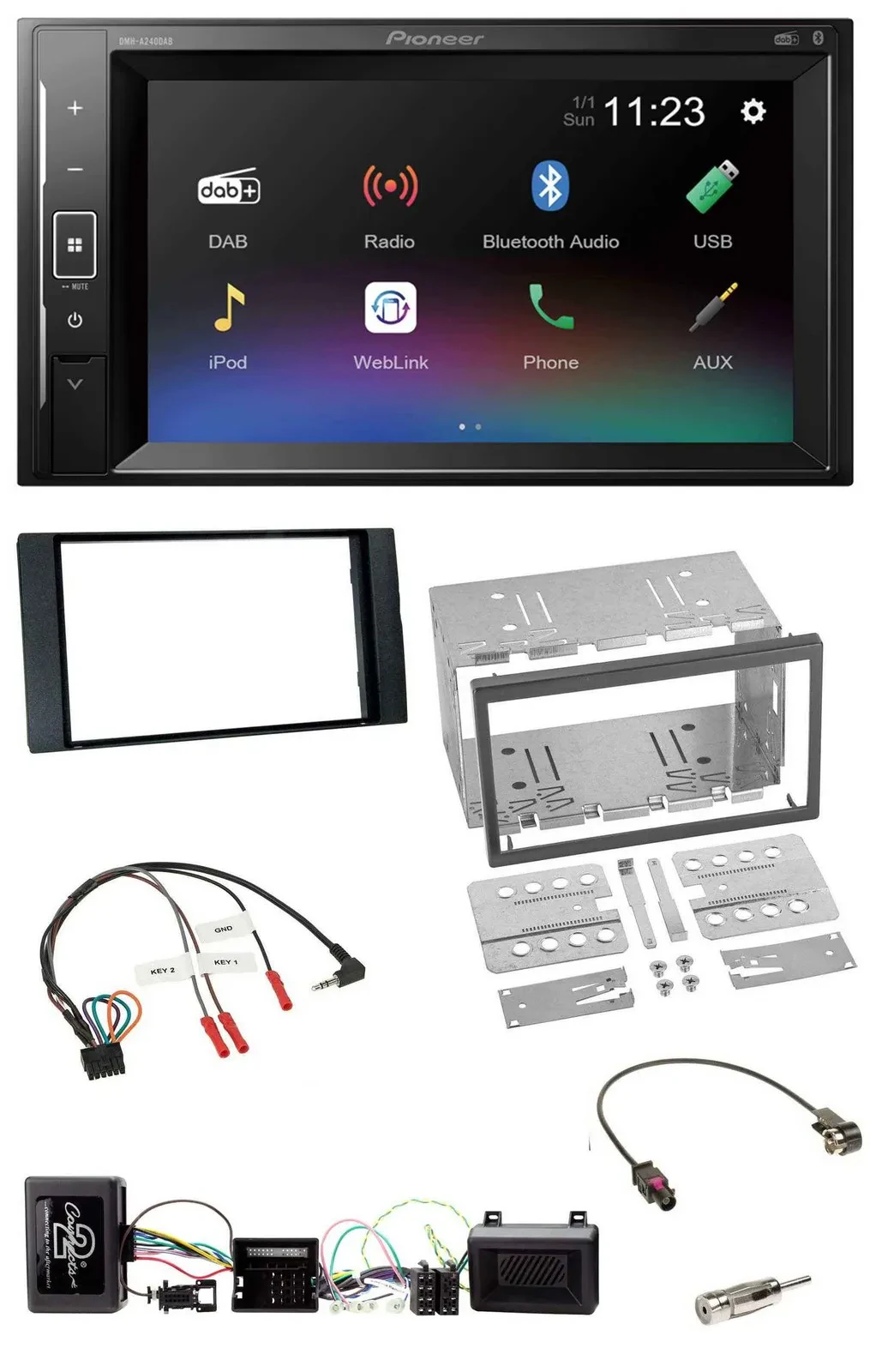 Автомагнитола для Ford Kuga (2008–2012) Pioneer 2-DIN, DAB, Bluetooth, USB, черная