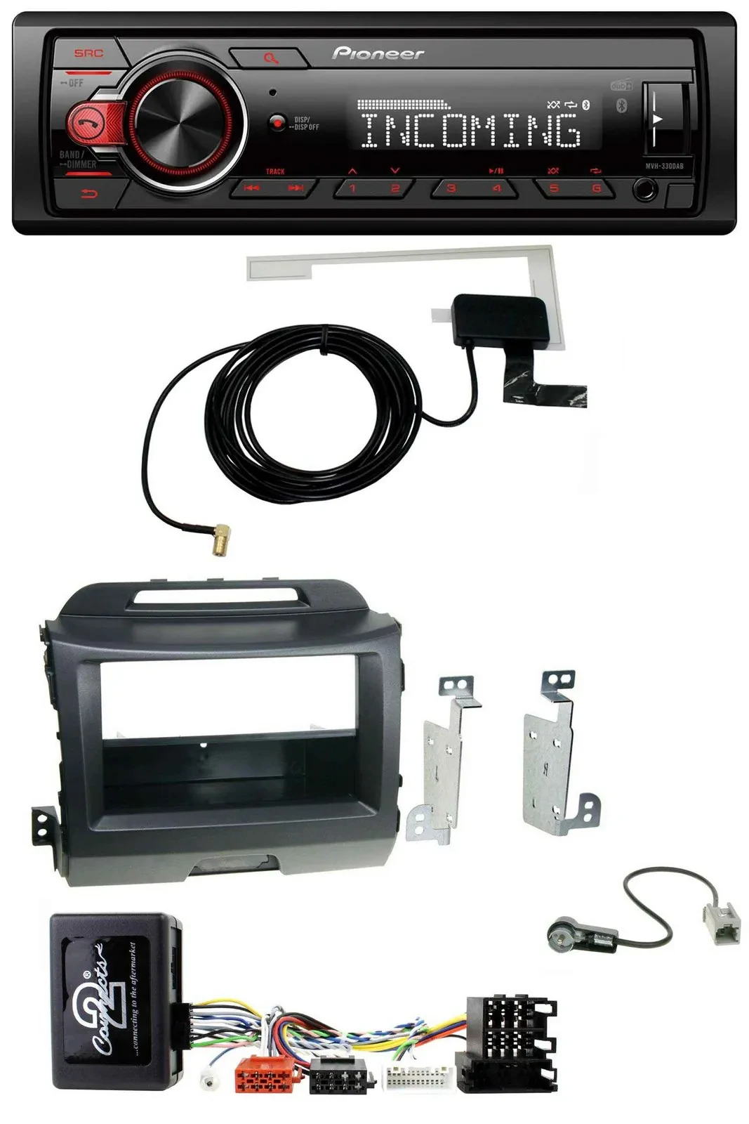 Pioneer USB Lenkrad DAB Bluetooth Autoradio für Kia Sportage 3 Navi 10-15 schwar