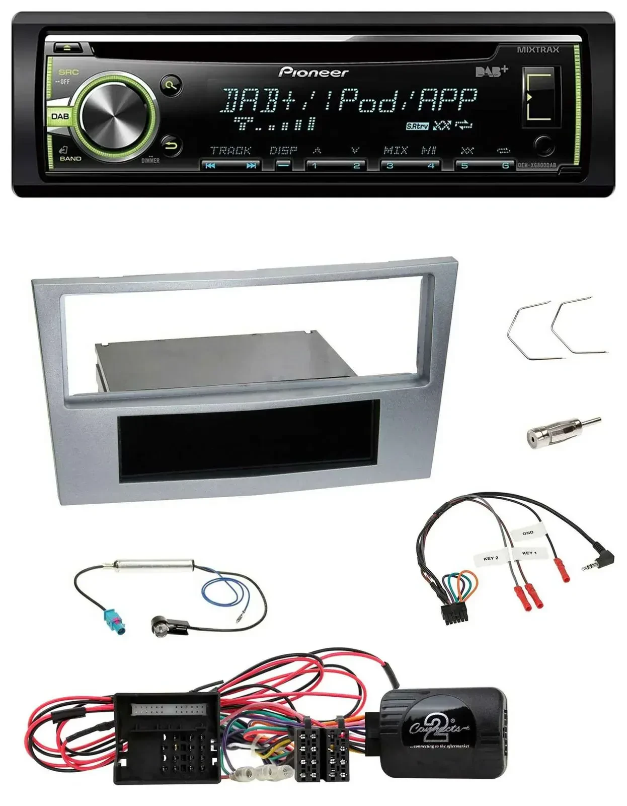 Автомагнитола для Opel Corsa D Pioneer DAB, CD, USB, MP3, матовый хром, 2009–2014