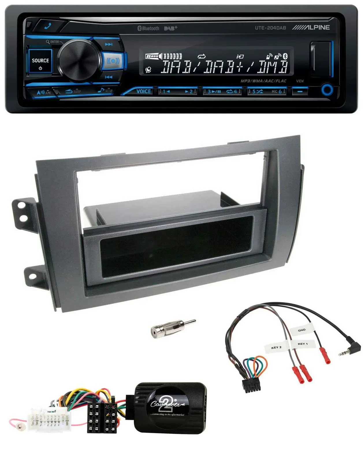 Alpine USB Bluetooth DAB Lenkrad Autoradio für Fiat Sedici Suzuki SX4