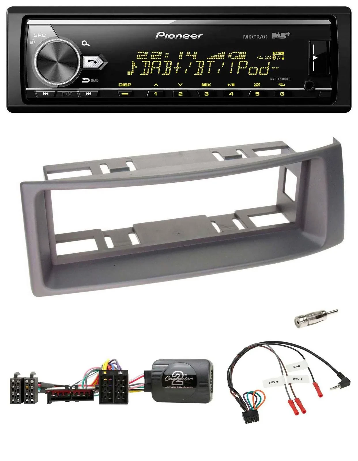 Автомагнитола для Renault Megane/Scenic (1996–2000) Pioneer Bluetooth, USB, DAB, цвет антрацит