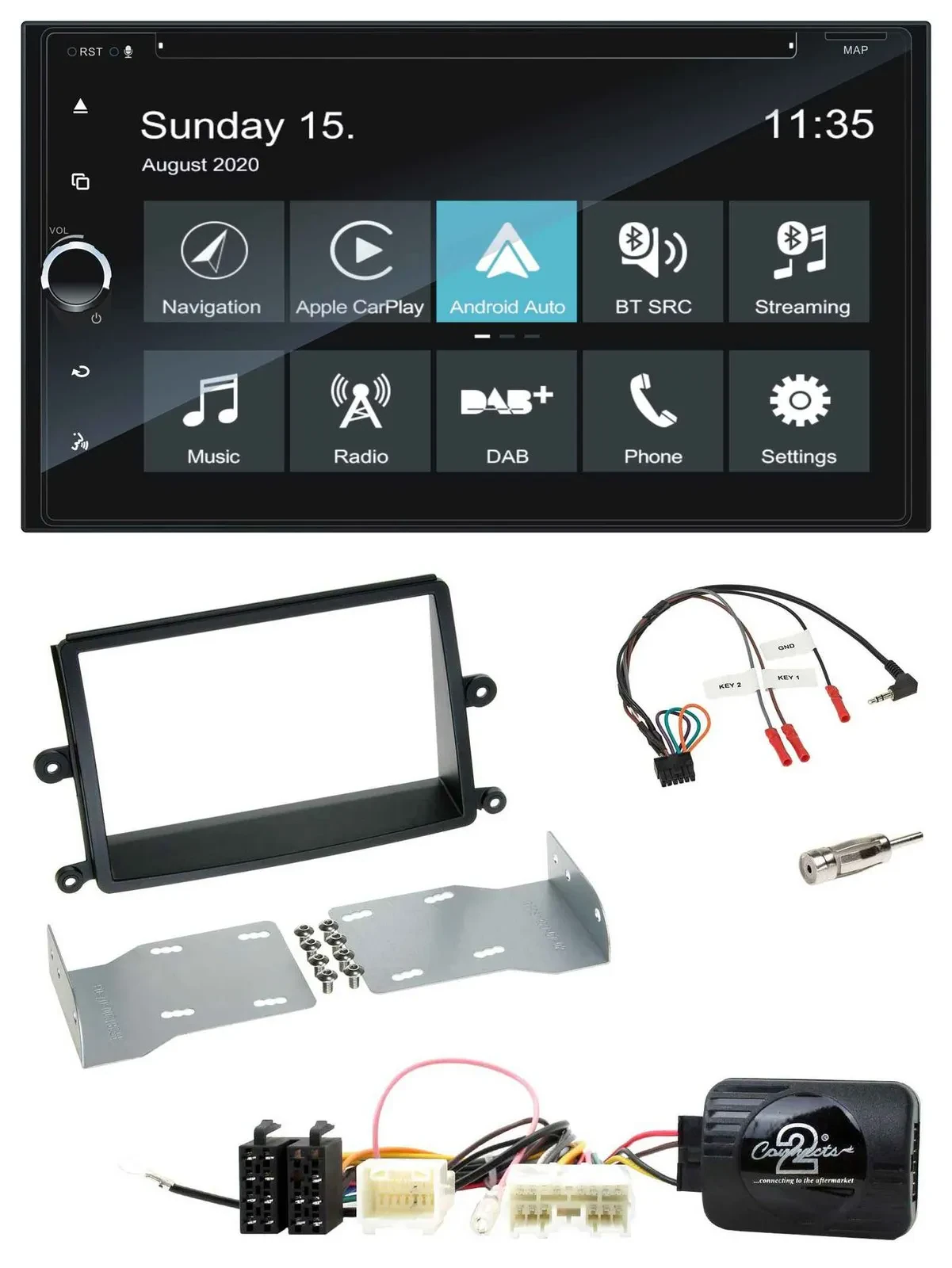 Blaupunkt 2DIN Lenkrad TMC Bluetooth USB DAB Navigation für Mitsubishi L200 06-1