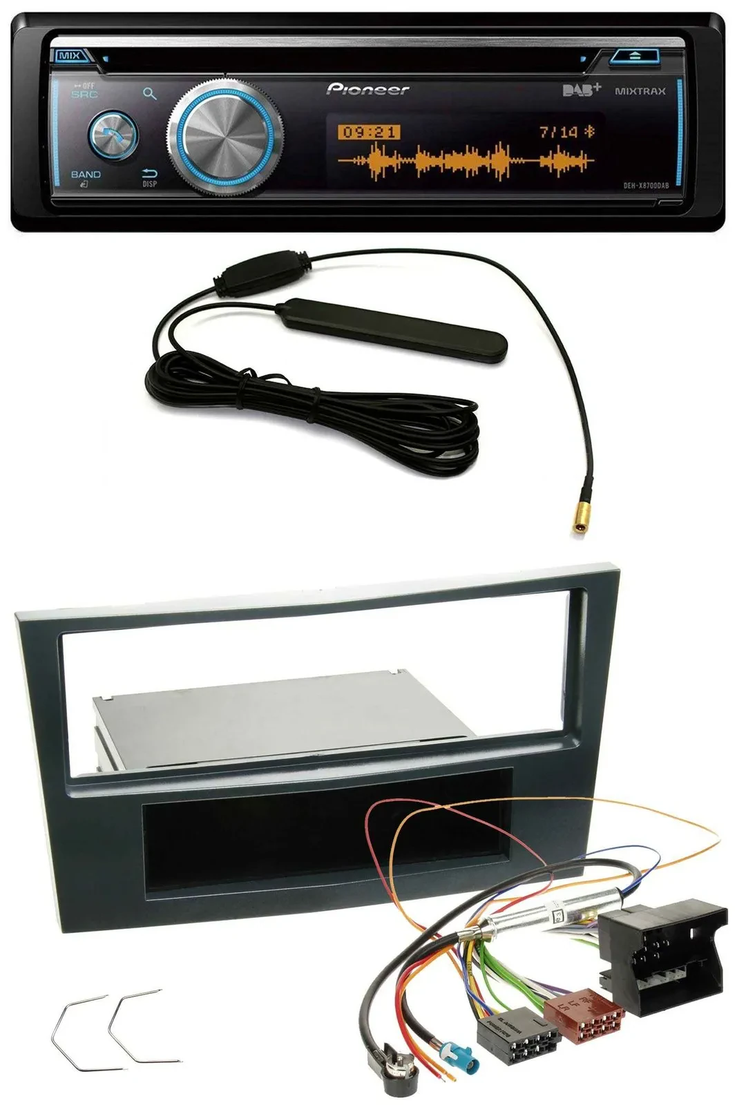 Автомагнитола Pioneer CD, USB, Bluetooth, DAB, MP3 для Opel Corsa D, чёрная