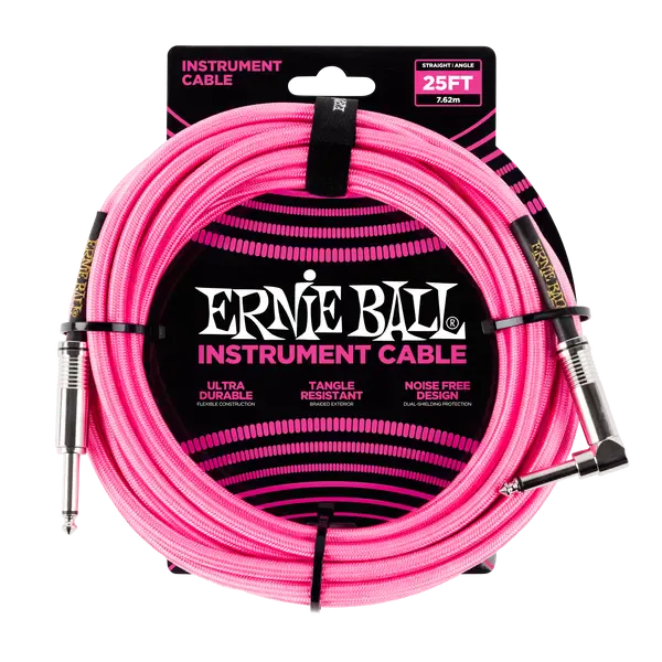 Инструментальный кабель Ernie Ball 6065 7.5м Braided Neon Pink
