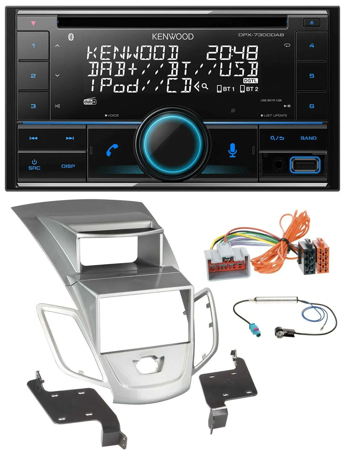 Kenwood CD 2DIN DAB USB MP3 Bluetooth Autoradio für Ford Fiesta 2008-2010 Displa