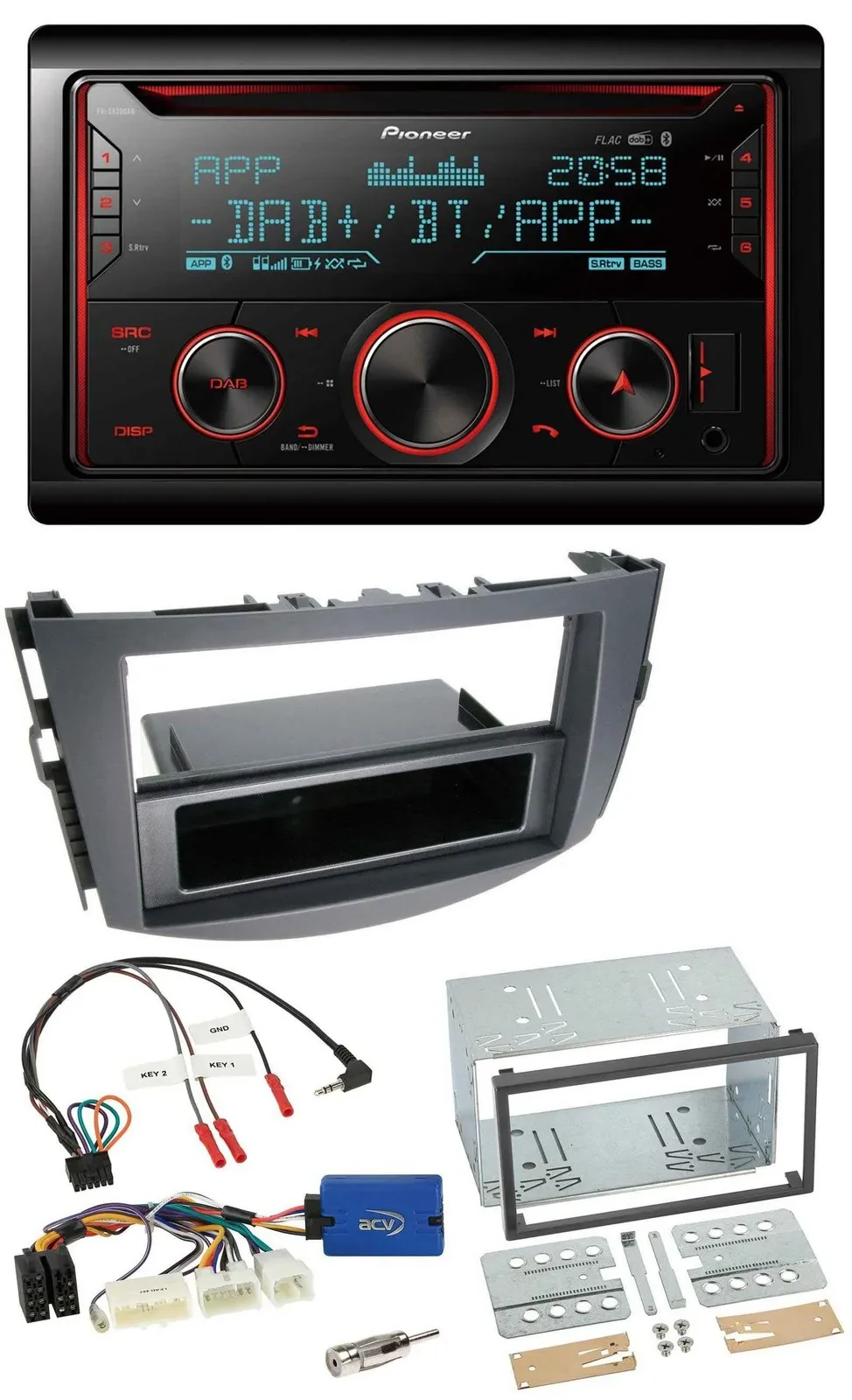 Автомагнитола Pioneer 2-DIN DAB, Bluetooth, USB, CD, с управлением на руле, для Toyota RAV4 (с 2011)