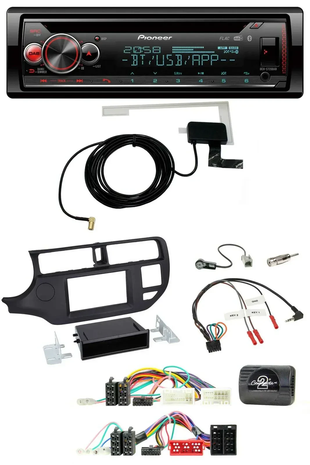 Автомагнитола Pioneer DAB, CD, USB, Bluetooth для Kia Rio UB (2011–2015), черная