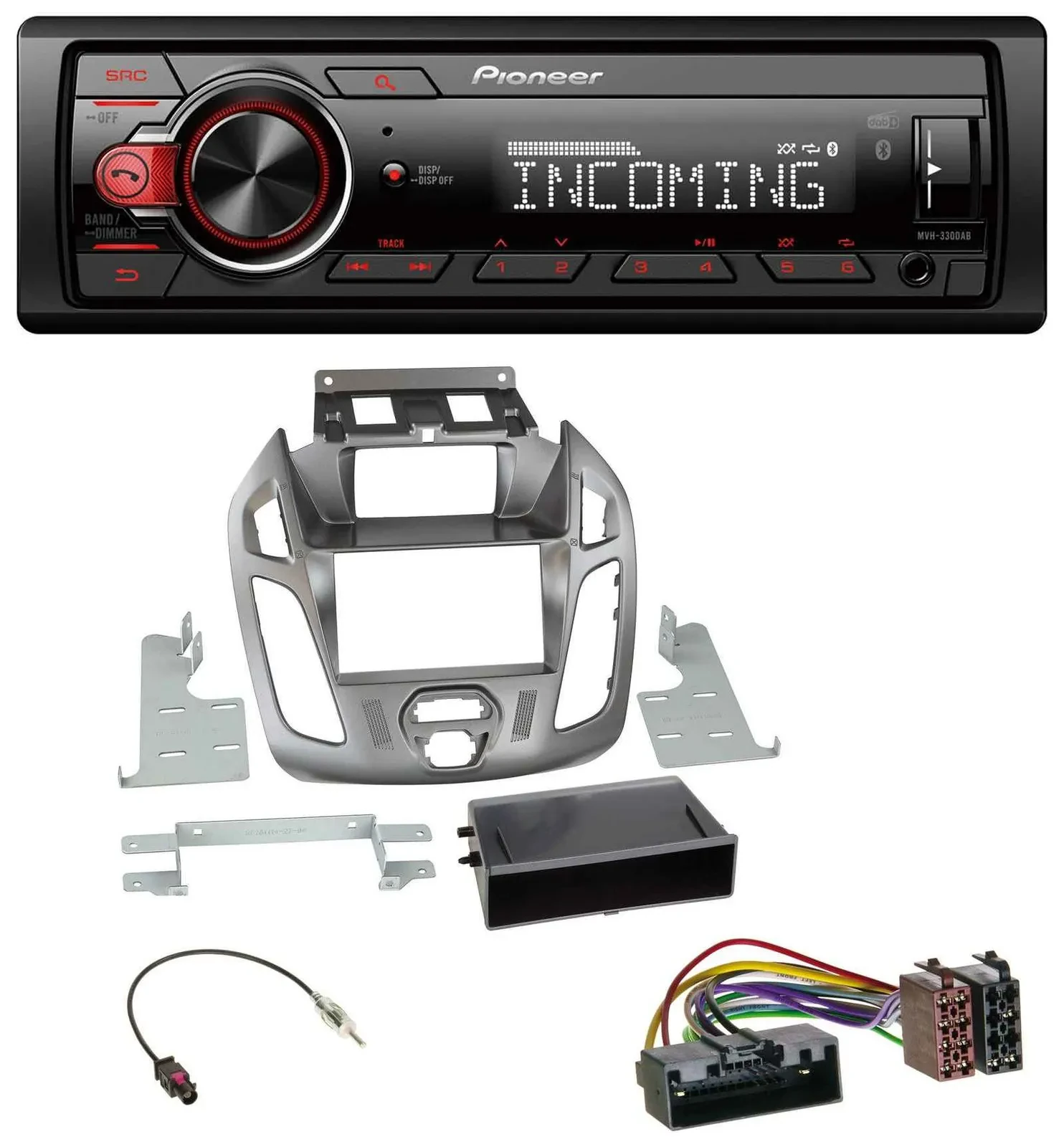 Pioneer Bluetooth USB DAB MP3 Autoradio für Ford Transit Connect mit Display 12-