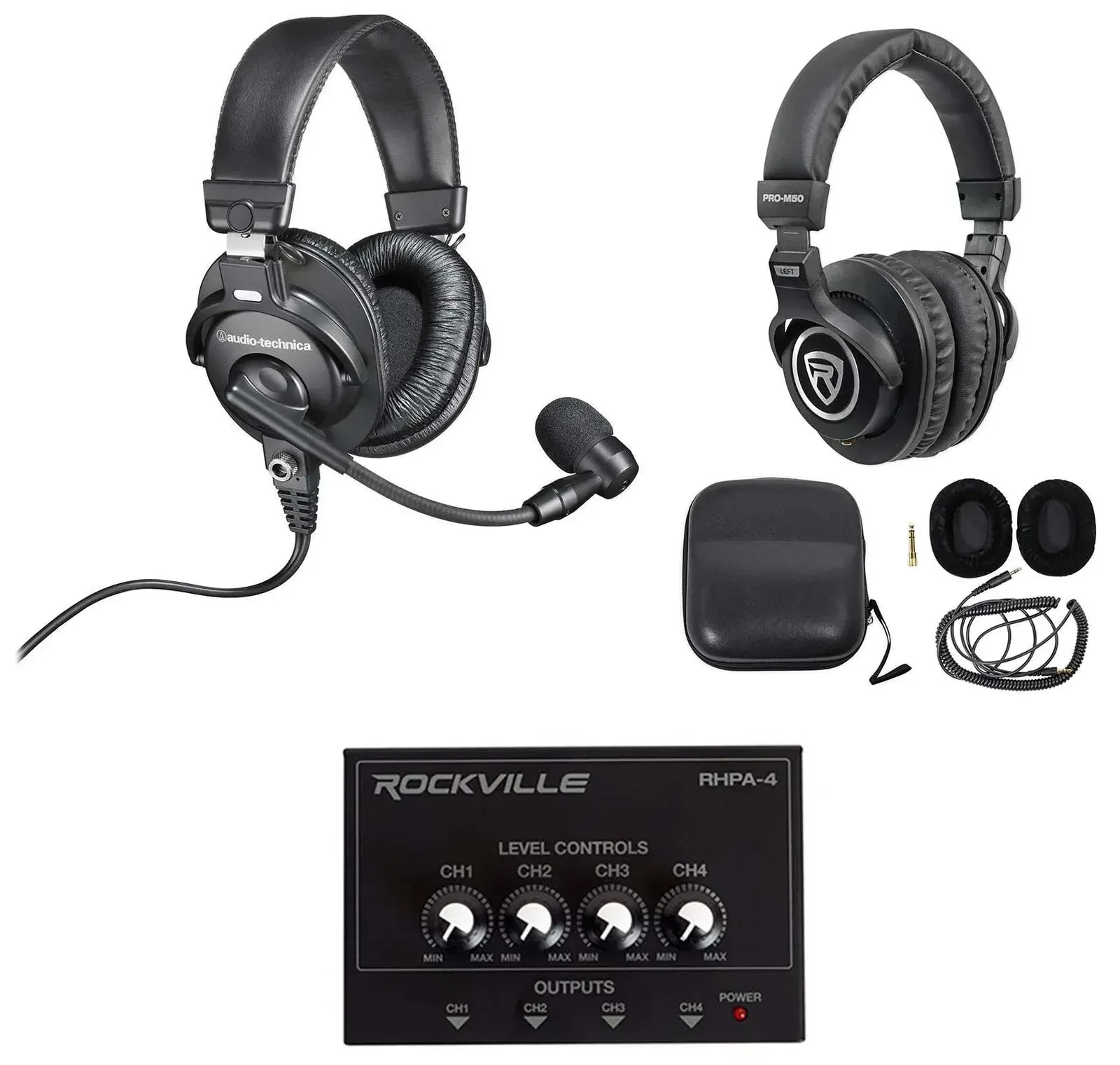 Усилитель для наушников Audio-Technica BPHS1+HM-4+PRO-M50 (набор, 4-канальный, с охватывающими наушниками для вещания и студии)