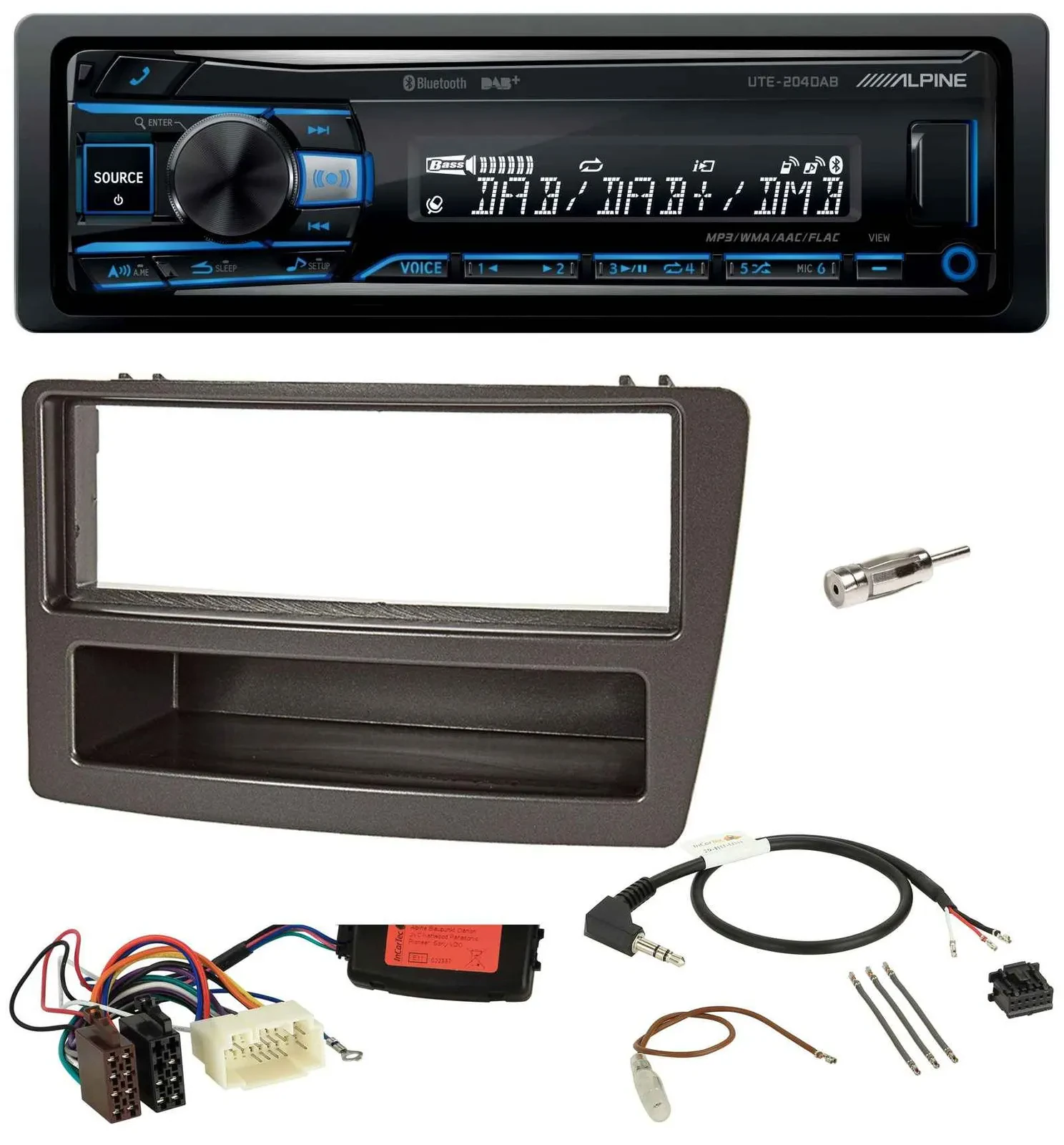Alpine USB Bluetooth DAB Lenkrad Autoradio für Honda Civic 04-06 anthrazit