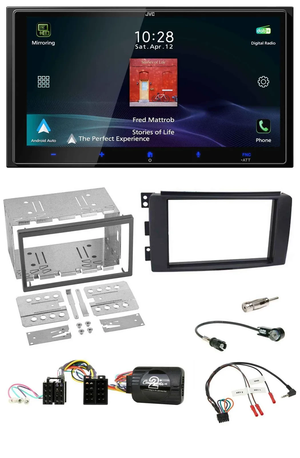 JVC USB Bluetooth 2DIN DAB Lenkrad Autoradio für Smart ForFour 2004-2006