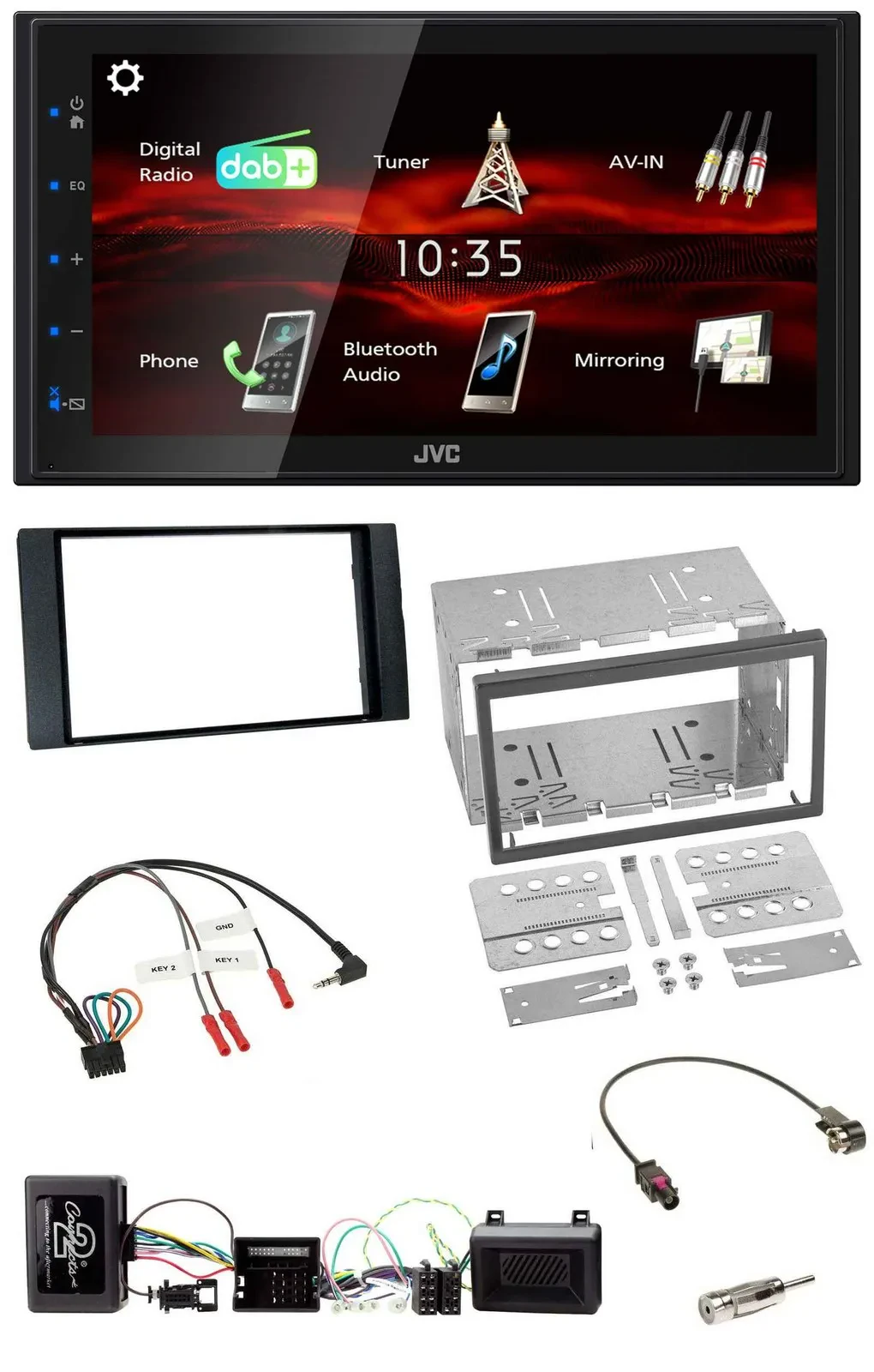 JVC USB Bluetooth Lenkrad DAB 2DIN Autoradio für Ford Kuga 2008-12 schwarz