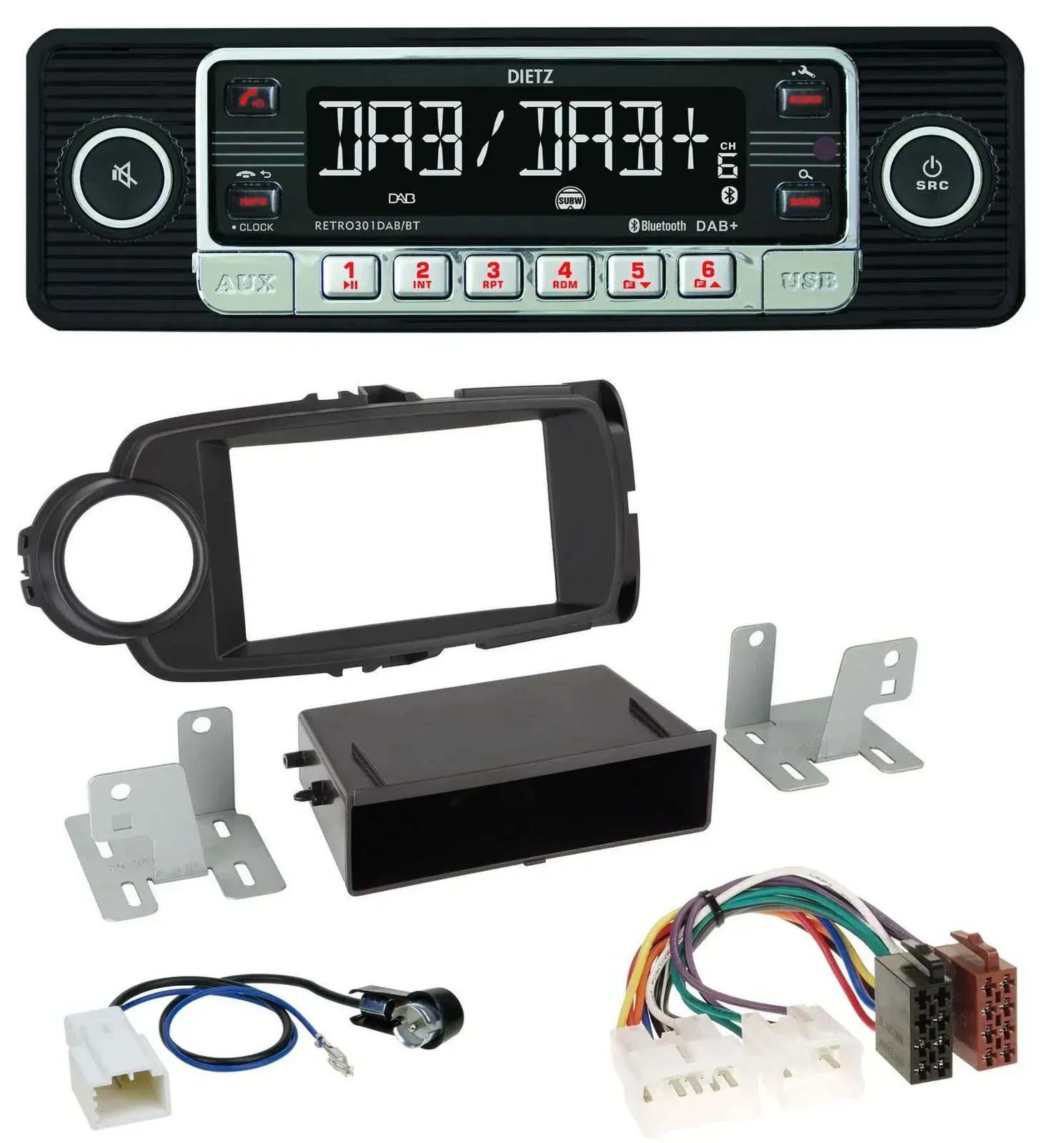 Автомагнитола для Toyota Yaris (2011–2014) Dietz USB DAB MP3 Bluetooth, черная