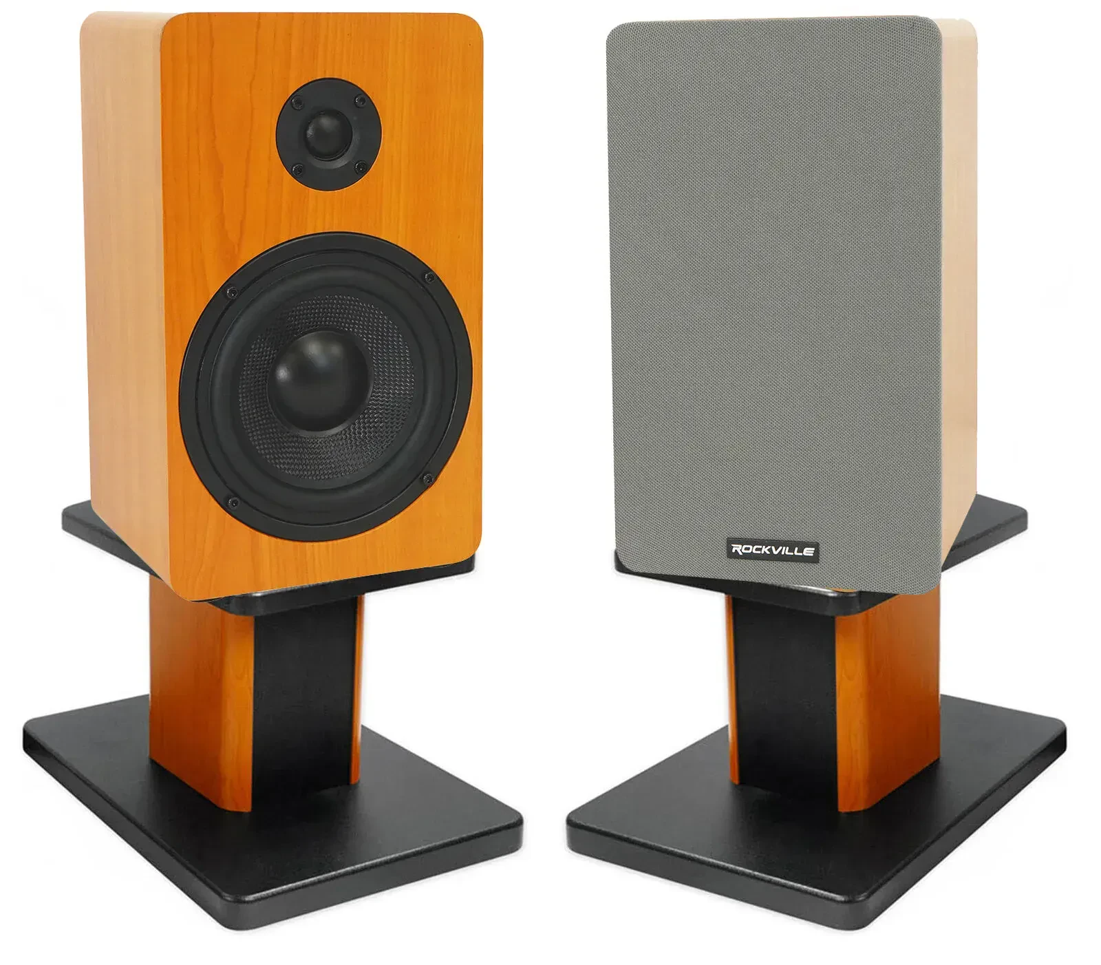 Широкополосная акустическая система Rockville RockShelf 54C Wood со стойками (пара)