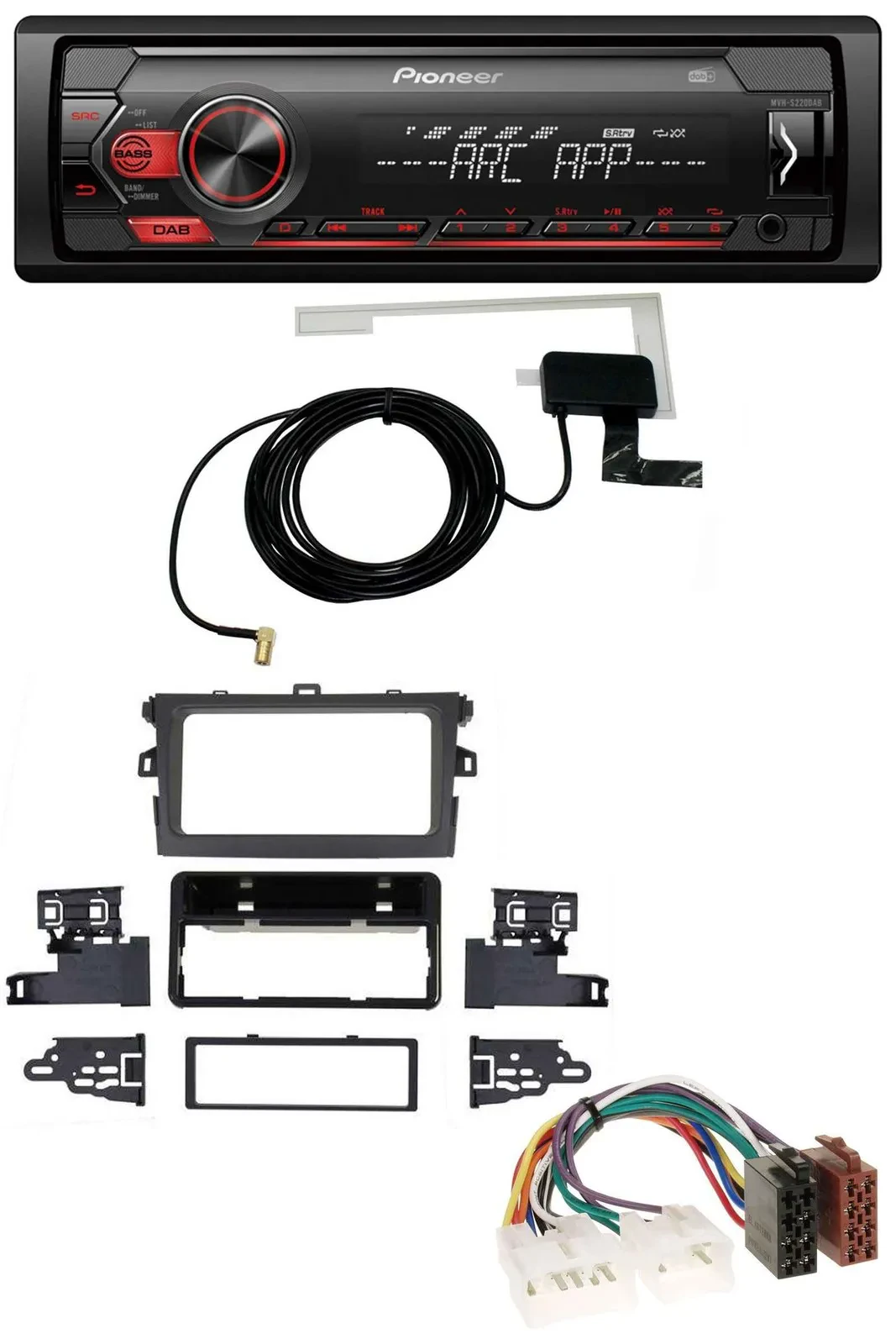Автомагнитола для Toyota Corolla 2009–2012 Pioneer 1DIN, USB, DAB, MP3, AUX, серебристая