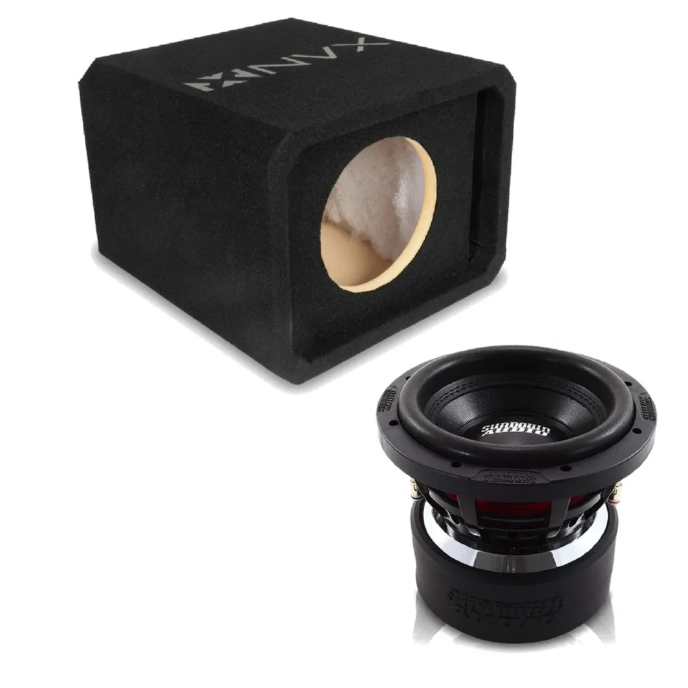 NVX NE81P Single 8" Slot Ported 3/4" MDF Sub Enclosure w/ X Series Car Subwoofer