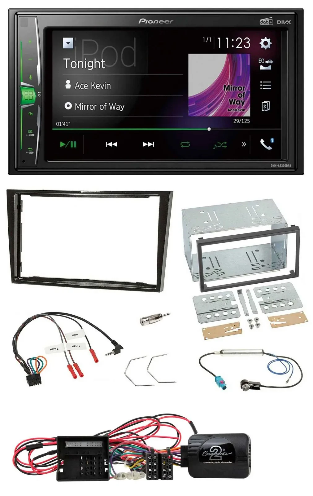 Pioneer 2DIN Lenkrad DAB USB Bluetooth Autoradio für Opel Corsa D Klavierlack 09