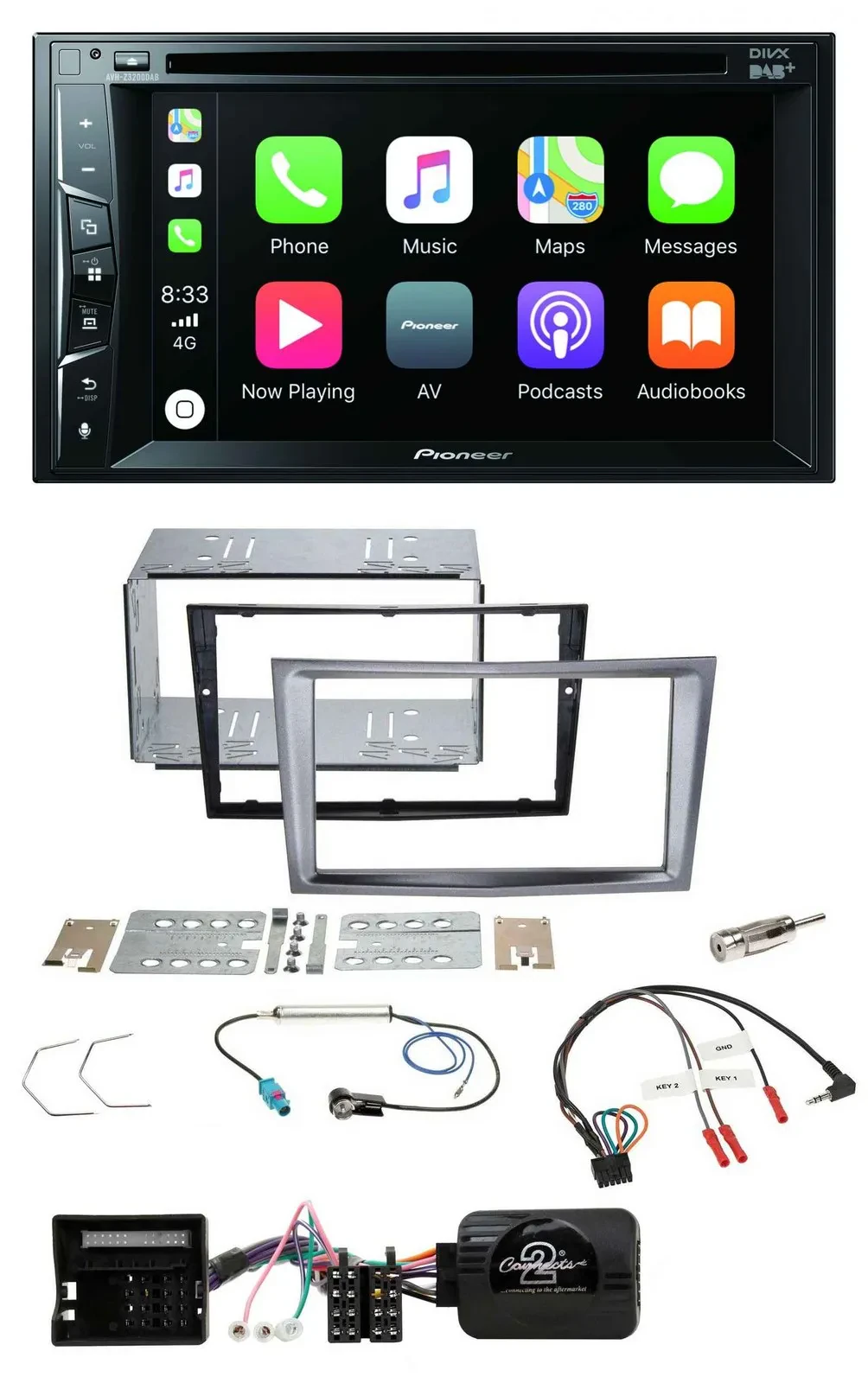 Pioneer Lenkrad USB DVD Bluetooth DAB 2DIN Autoradio für Opel Antara Astra H Zaf