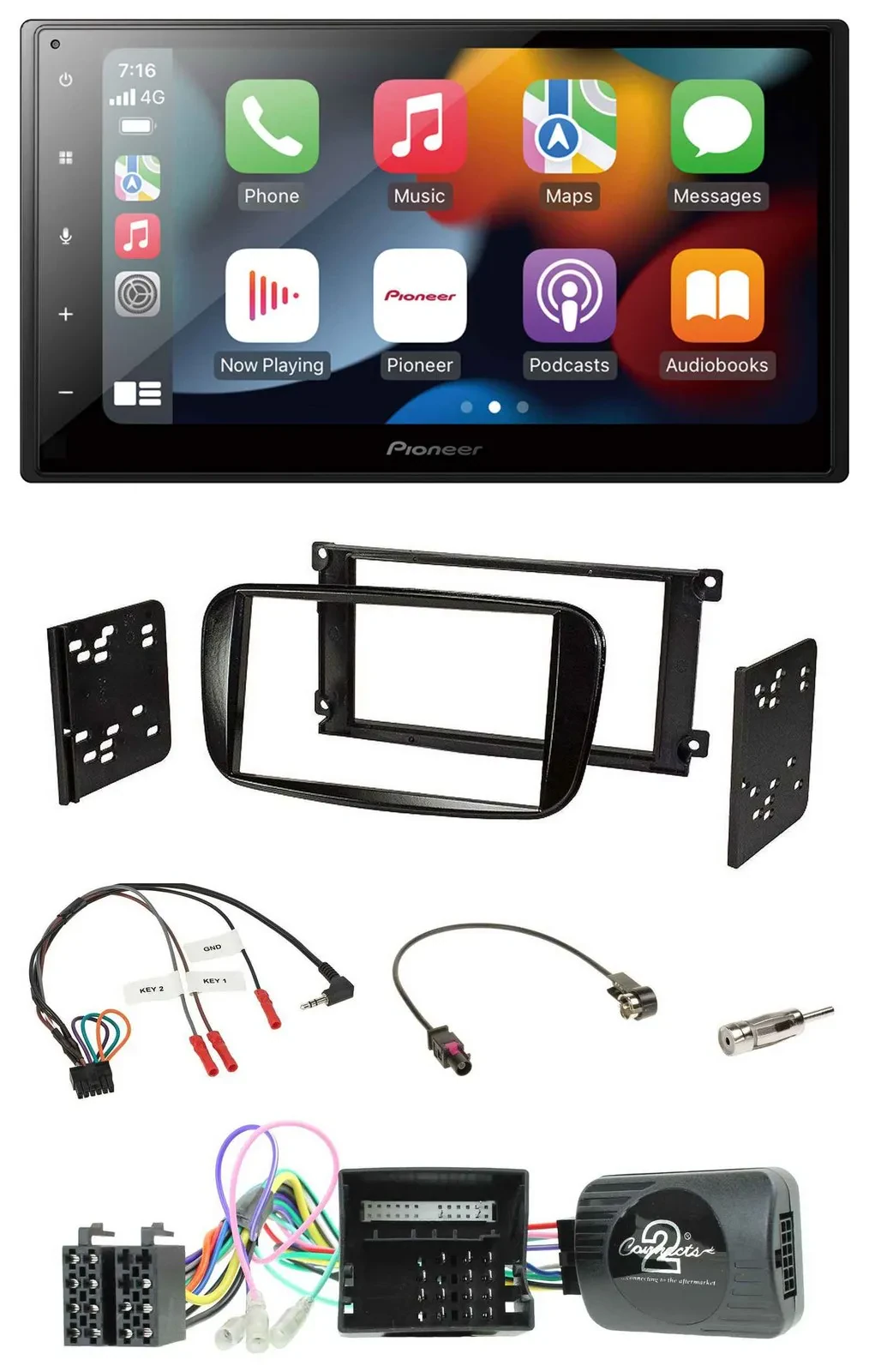 Pioneer DAB Bluetooth 2DIN USB Lenkrad Autoradio für Ford Focus C-Max CAN-Bus gl